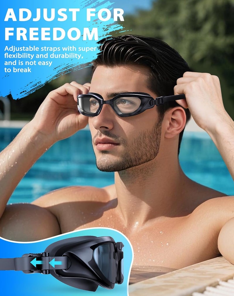 Vegemono Swim Goggles, Unisex Adult Swimming Goggles Anti Fog Anti UV No Leakage Wide View for Men Women Youth - Image 5